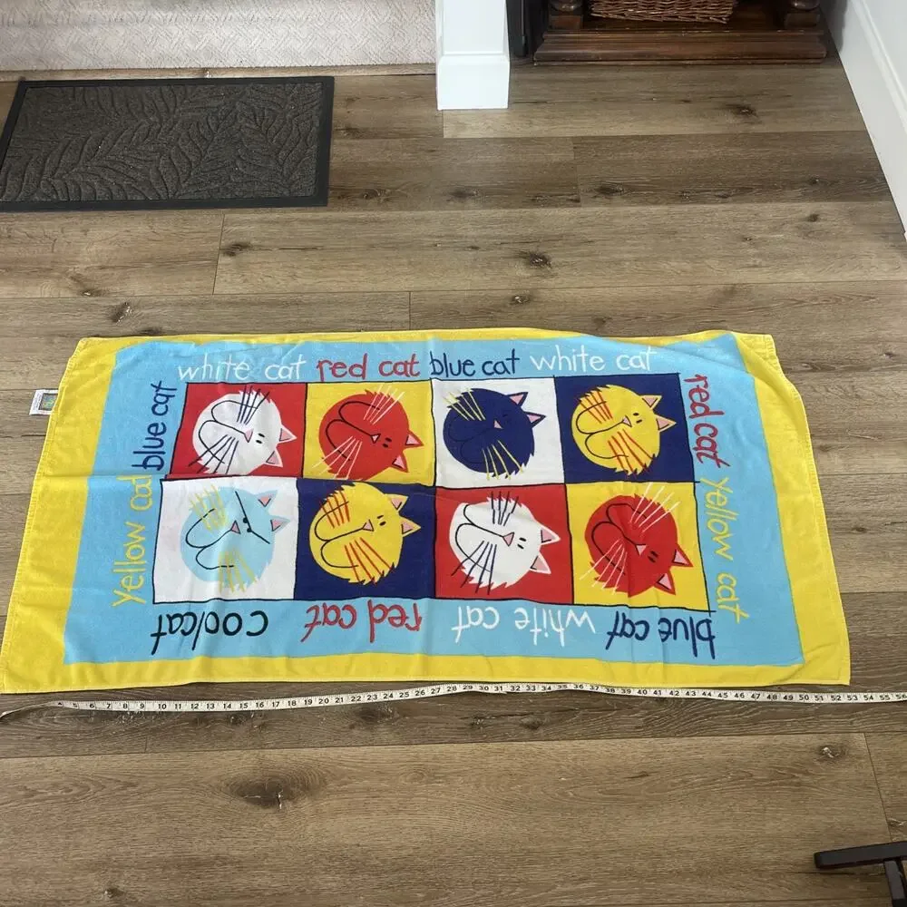 VTG Palm Cove Beach Towel CATS Cat Lover Colorful 100% Cotton 27